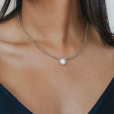 Gemma Necklace in Silver with White Agate