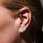 Deco Stud Earrings in Silver With Turquoise & Pavé