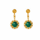 Gemma Earrings in Gold with Malachite