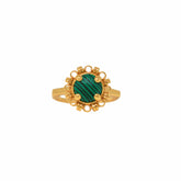 Gemma Ring in Gold with Malachite