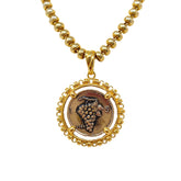 Filary Pendant in Gold with Grapes Coin in Antique Bronze