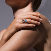 Deco Statement Ring in Silver With Turquoise & Pavé