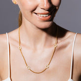 Deco Statement Necklace in Gold With Pavé
