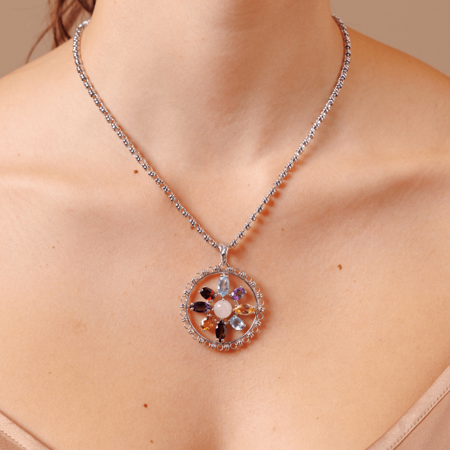 Rose Window Pendant in Silver DelBrenna