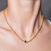 Deco Necklace in Gold With Blue, Turquoise & Pavé