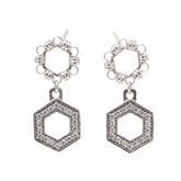 Deco Statement Earrings in Silver With Pavé