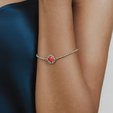 Gemma Bracelet in Silver with Coral
