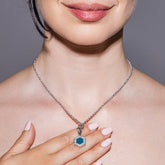 Deco Pendant in Silver With Green, White & Pavé