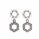 Deco Statement Earrings in Silver With White & Pavé