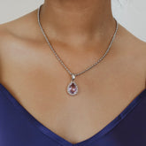 Drop Pendant in Silver with Amethyst, Small