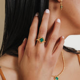 Gemma Ring in Gold with Malachite