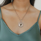 Hexagon Filary Pendant in Silver with Antique Bronze Grape Tile