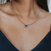 Gemma Necklace in Silver with Lapis