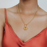 Quadra Pendant in Gold with Citrine