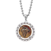 Filary Pendant in Silver with Grapes Coin in Antique Bronze