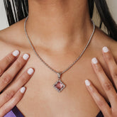 Quadra Pendant in Silver with Amethyst