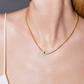 Deco Necklace in Gold With Green, White & Pavé