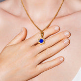 Deco Pendant in Gold With Blue, Turquoise & Pavé