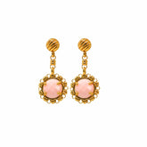 Gemma Earrings in Gold with Pink Coral
