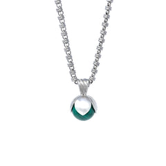 Magnolia Pendant in Silver with Malachite