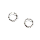 Rope Circle Stud Earrings in Silver