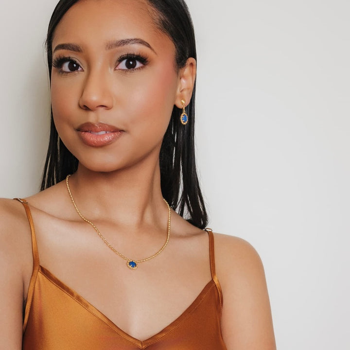 Gemma Necklace in Gold with Lapis