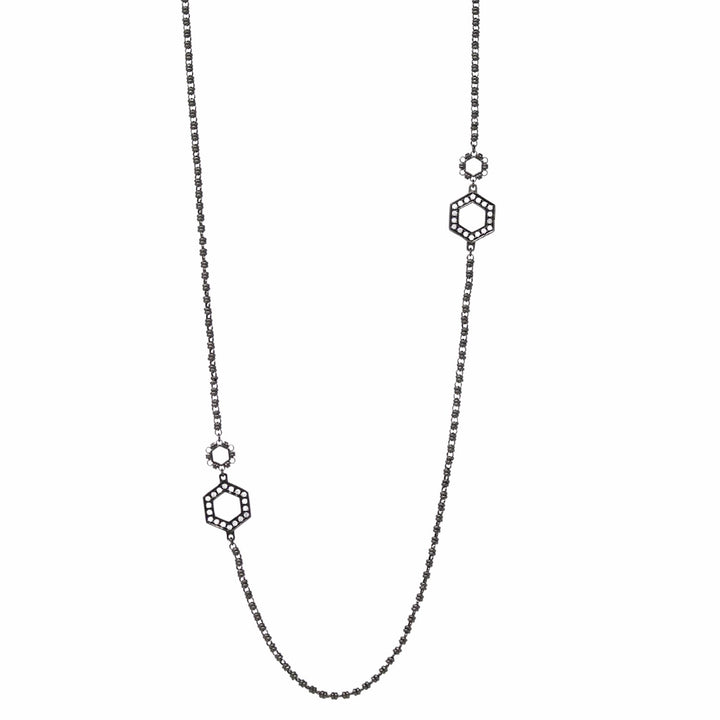 Super Deco Necklace in Black With Pavé