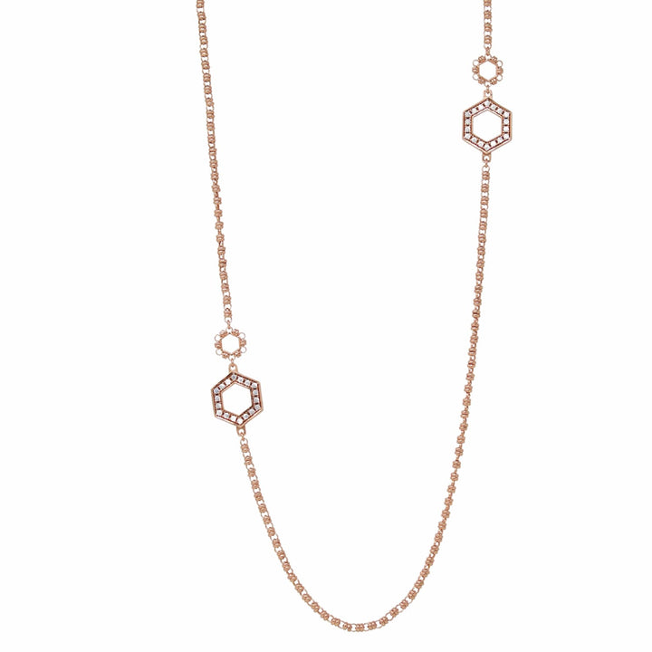 Super Deco Necklace Rose Gold With Pavé