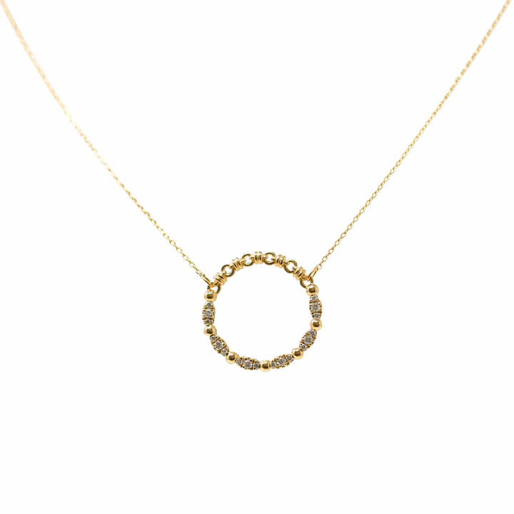 Whisper Necklace in 14k Yellow Gold with Diamond Clusters