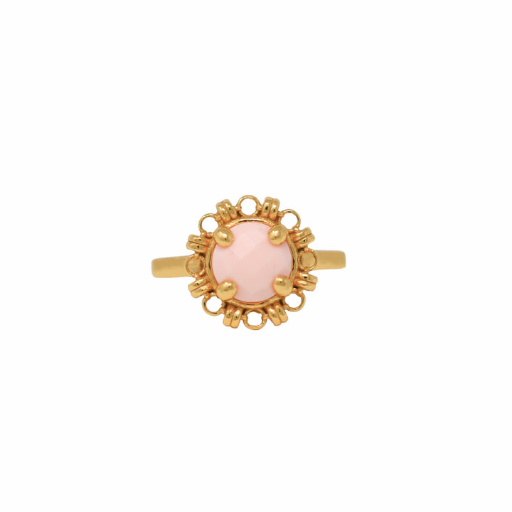 Gemma Ring in Gold with Pink Coral