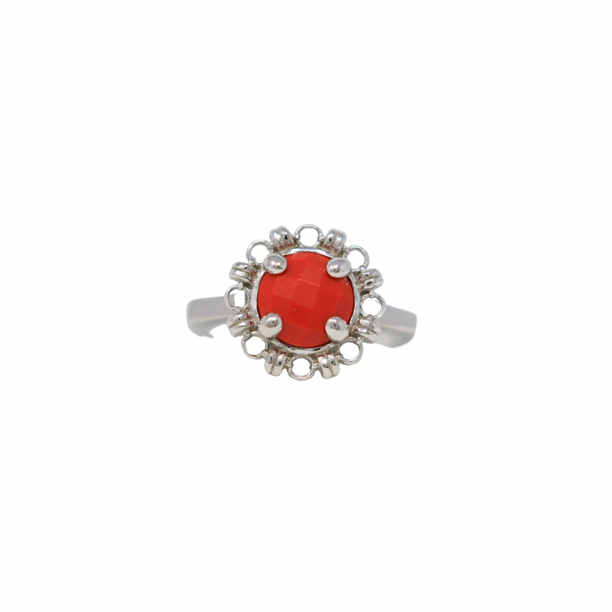 Gemma Ring in Silver with Coral