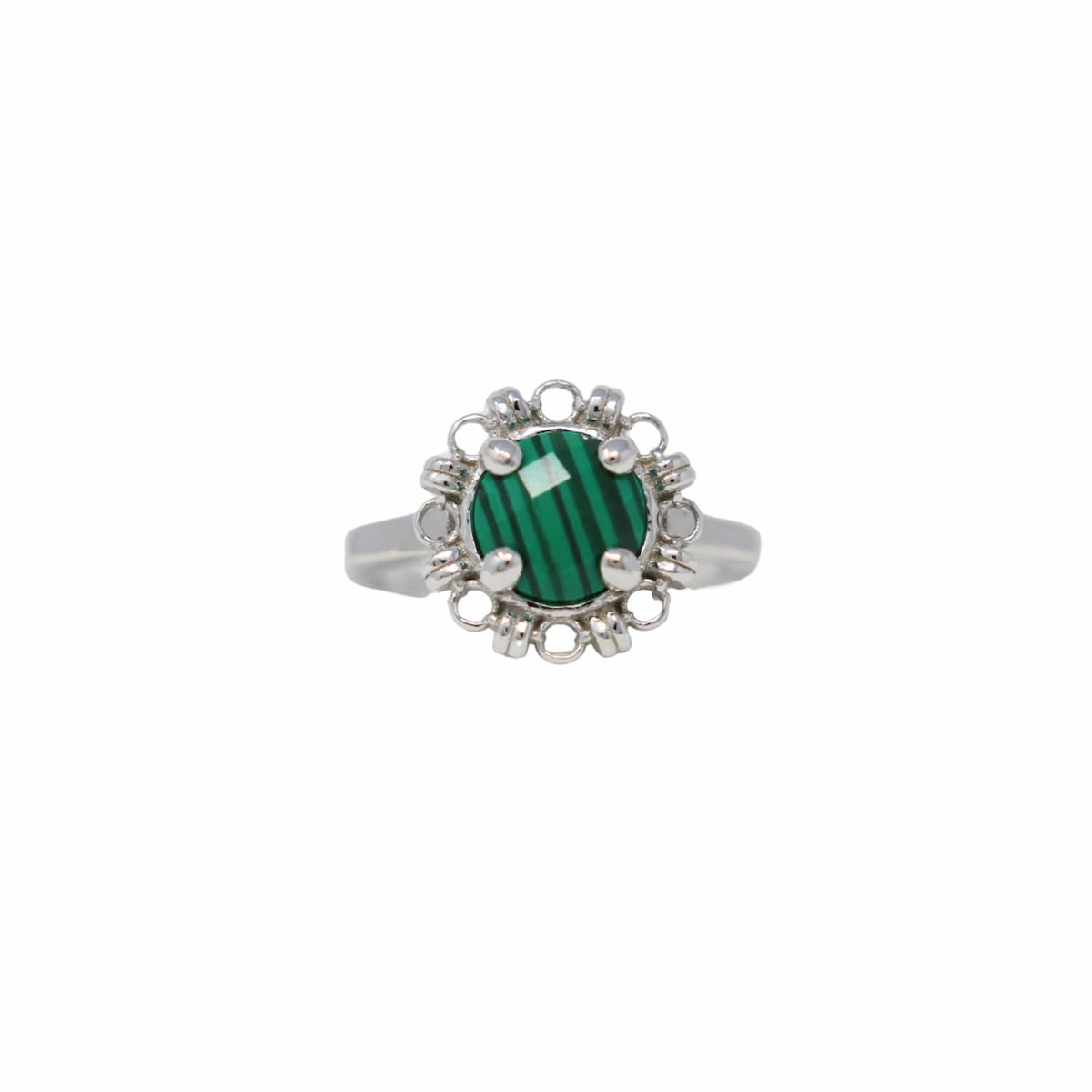 Gemma Ring in Silver with Malachite