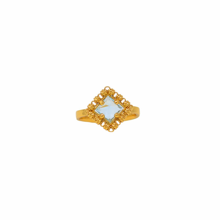 Quadra Ring in Gold with Blue Topaz