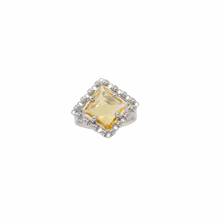 Quadra Ring in Silver with Citrine, Large