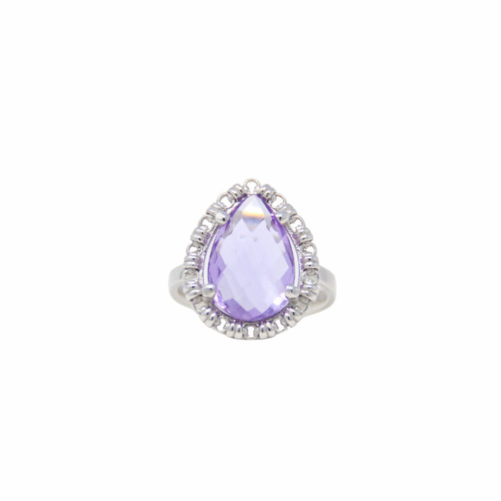 Drop Ring in Silver with Amethyst, Large