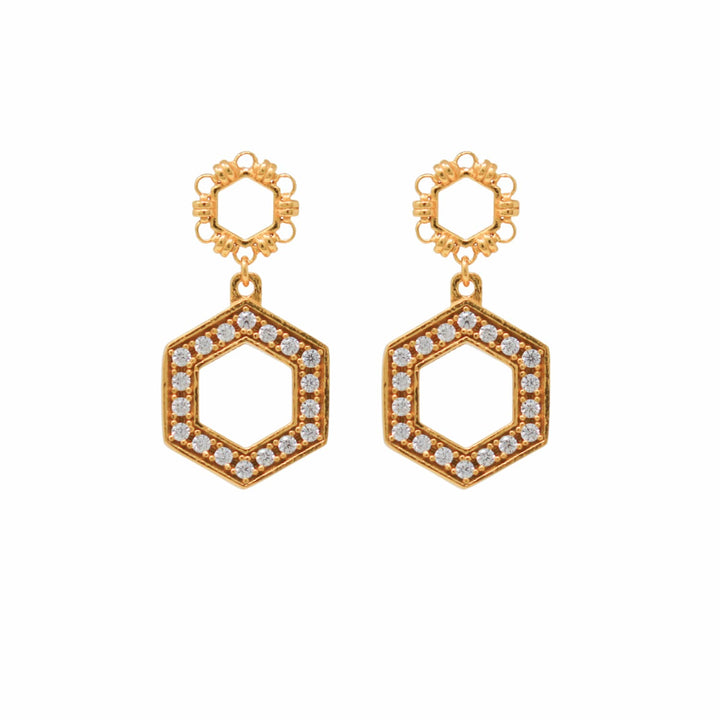 Super Deco Earrings in Gold With Pavé