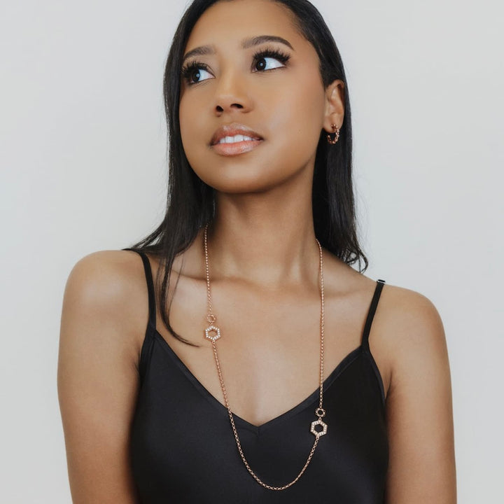 Super Deco Necklace Rose Gold With Pavé