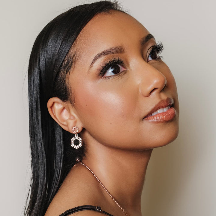 Super Deco Earrings in Rose Gold With Pavé