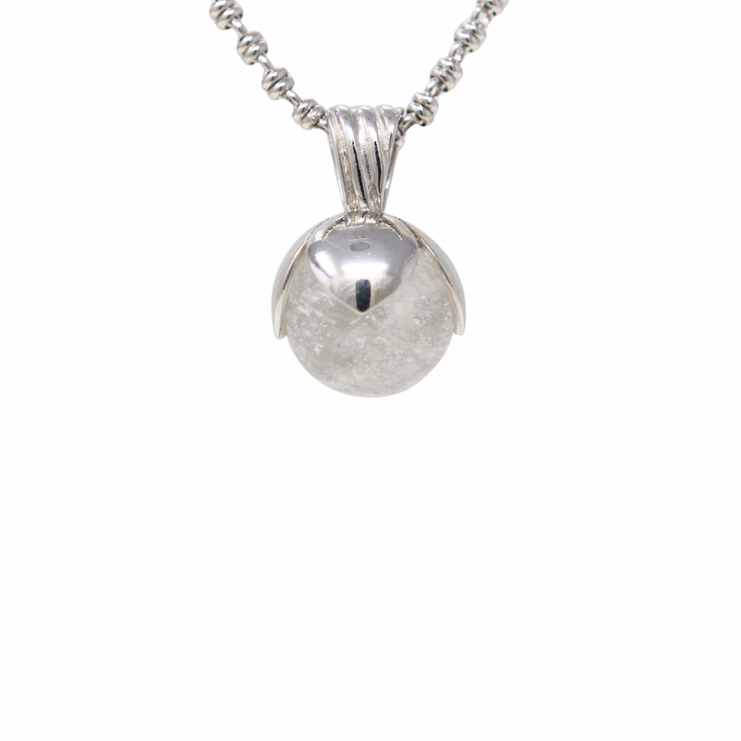 Magnolia Pendant in Silver with Crackle White Agate