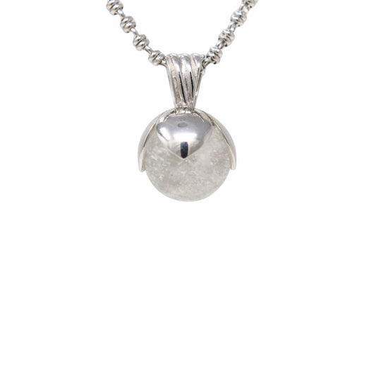 Magnolia Pendant in Silver with Crackle White Agate