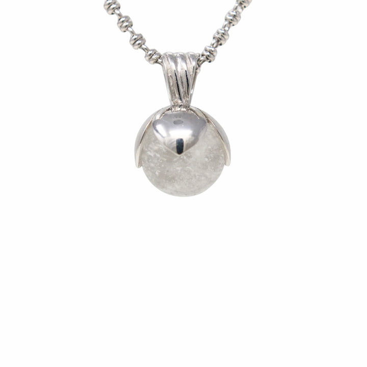 Magnolia Pendant in Silver with Crackle White Agate