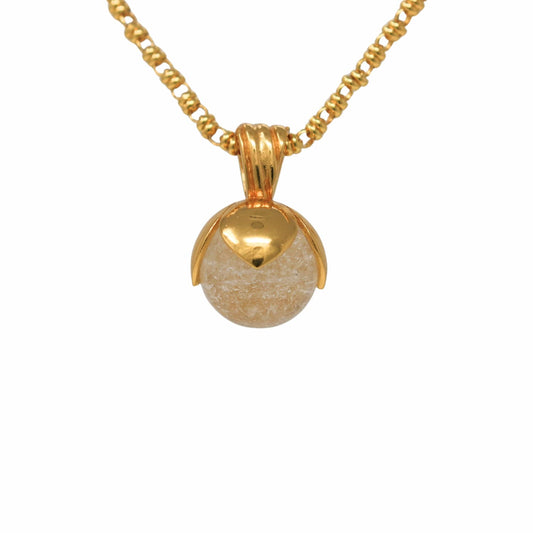 Magnolia Pendant in Gold with Crackle White Agate