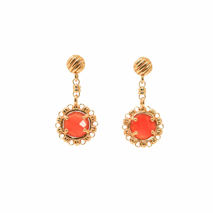 Gemma Earrings in Gold with Coral