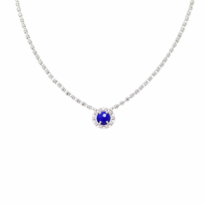 Gemma Necklace in Silver with Lapis