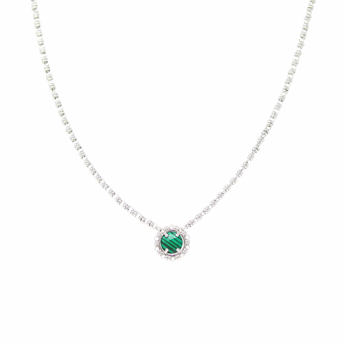 Gemma Necklace in Silver with Malachite