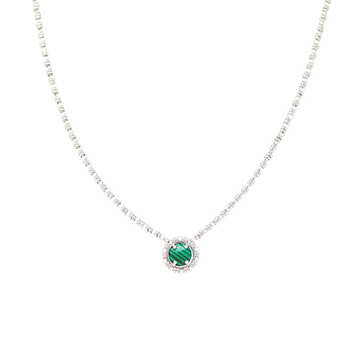 Gemma Necklace in Silver with Malachite
