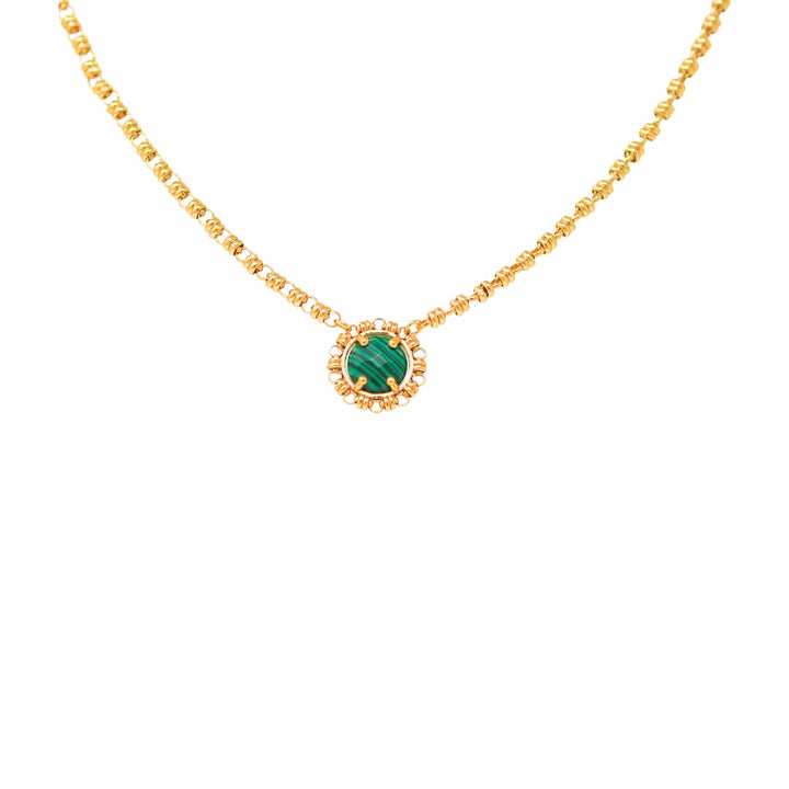 Gemma Necklace in Gold with Malachite