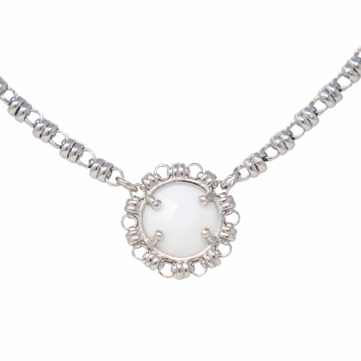 Gemma Necklace in Silver with White Agate