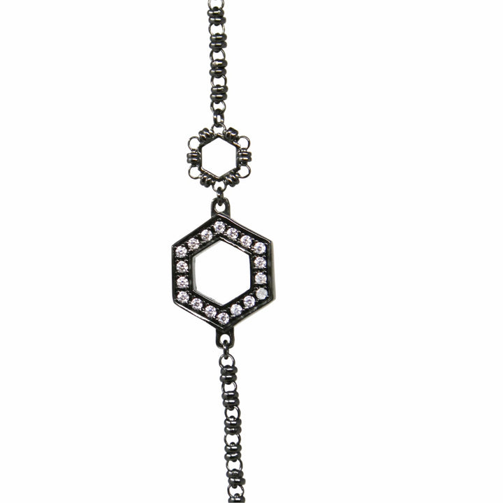 Super Deco Necklace in Black With Pavé