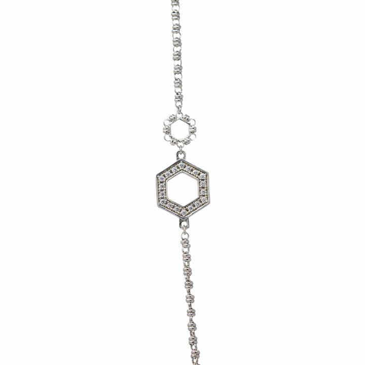 Super Deco Necklace in Silver With Pavé
